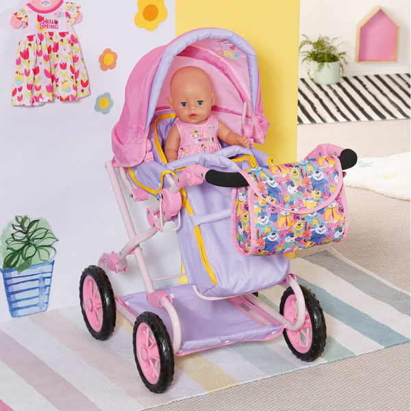BABY Born Deluxe Pram for 43 cm Dolls Includes Changing Bag & Shopping Basket