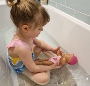 Ruby playing with BABY born Swim Girl